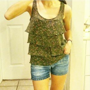 ☀Floral TRANSPARENT Blouse Top With RUFFLES